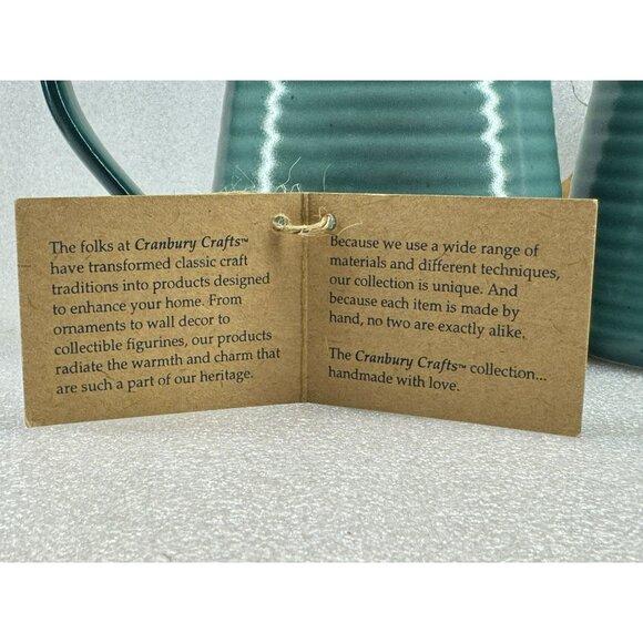 Papel Freelance By Cranbury Crafts Set of 2 Teal Ribbed Ceramic Mugs Pottery NEW - Picture 4 of 5